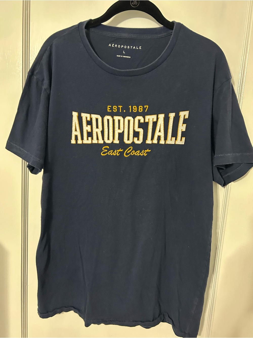 Aeropostale Men’s Navy Blue Short Sleeve 1987 East Coast Logo Tee Size Large
